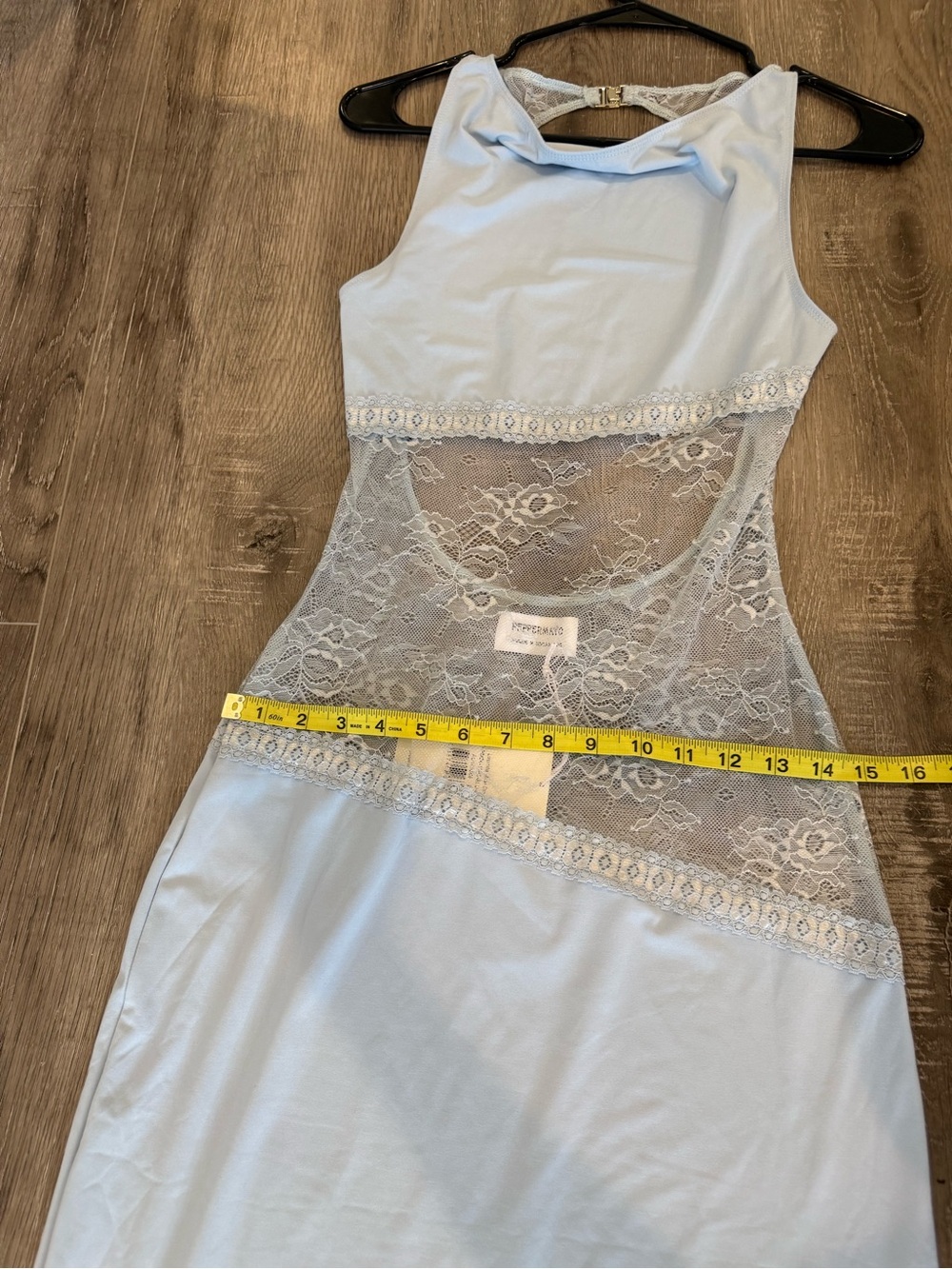 NWT Peppermayo Baby Blue Lace Panel Maxi Dress - Picture 10 of 10